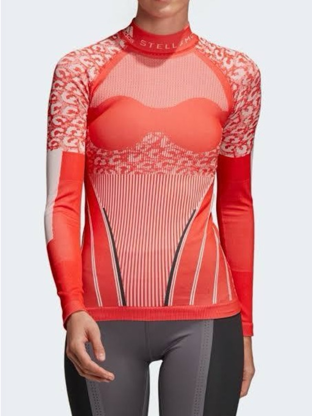 Stella McCartney Coral-Red Long Sleeve Performance Top